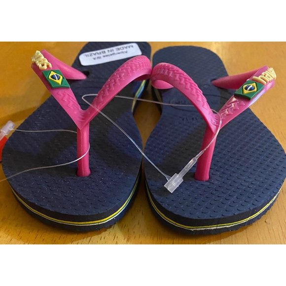 Havaianas Kids Navy & Pink Flip Flops Sz 10 - Picture 5 of 15